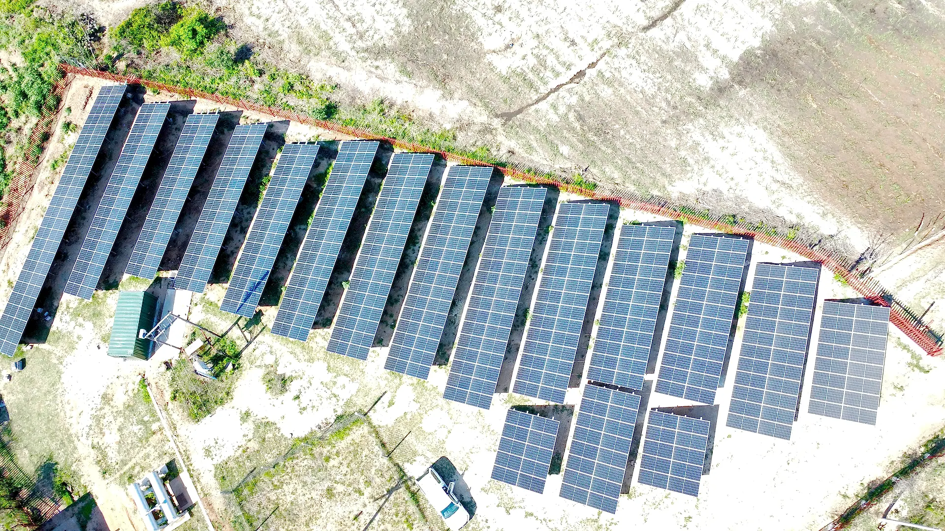 Rows of Canadian Solar panels on Schletter aluminium ground-mount structures